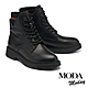 短靴 MODA MODAY 純色質感牛皮綁帶Q軟厚底短靴－黑 product thumbnail 1