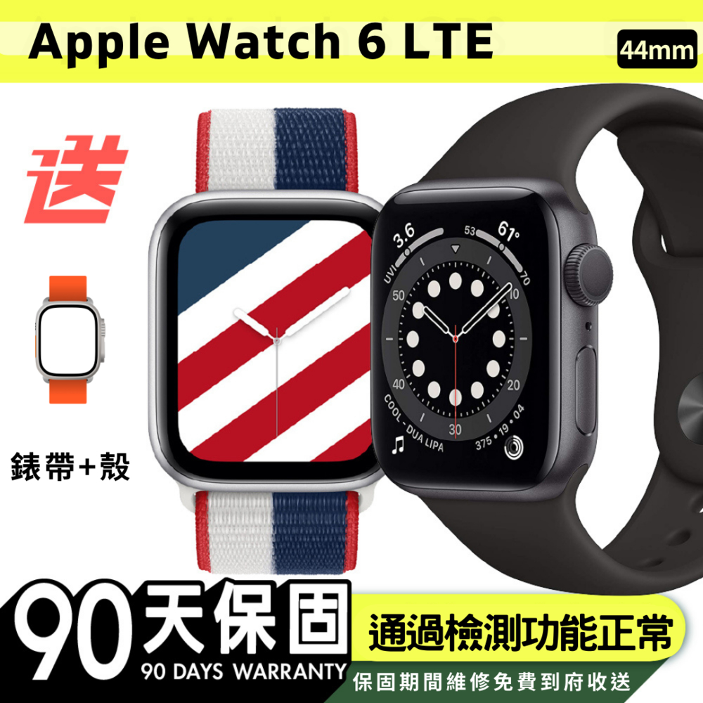 【Apple 蘋果】福利品 Apple Watch Series 6 44公釐 LTE 鋁金屬錶殼 保固90天 贈矽膠錶帶+矽膠錶殼