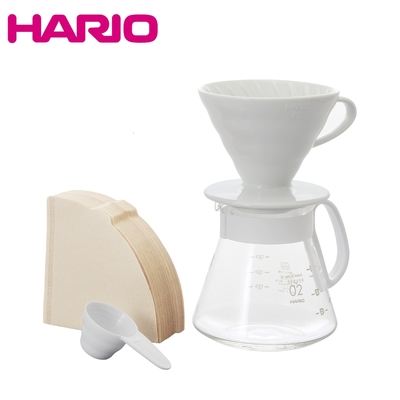 HARIO V60白色濾杯咖啡壺組 XVDD-3012W