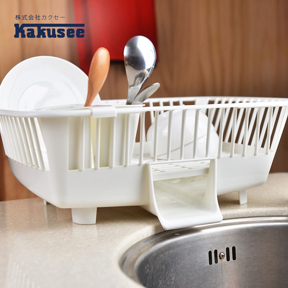 日本Kakusee 日製導水式碗盤晾置籃-直放式