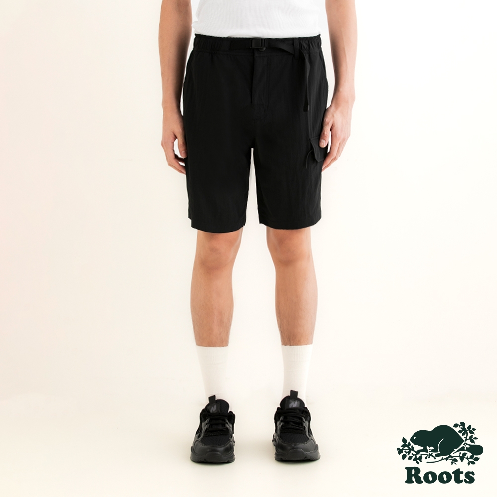 Roots 男裝- OUTDOORS修身平織工裝短褲-黑色