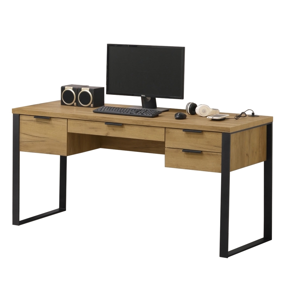 【AT HOME】日式簡約橡木色5尺USB書桌/工作桌/電腦桌(雅博德)