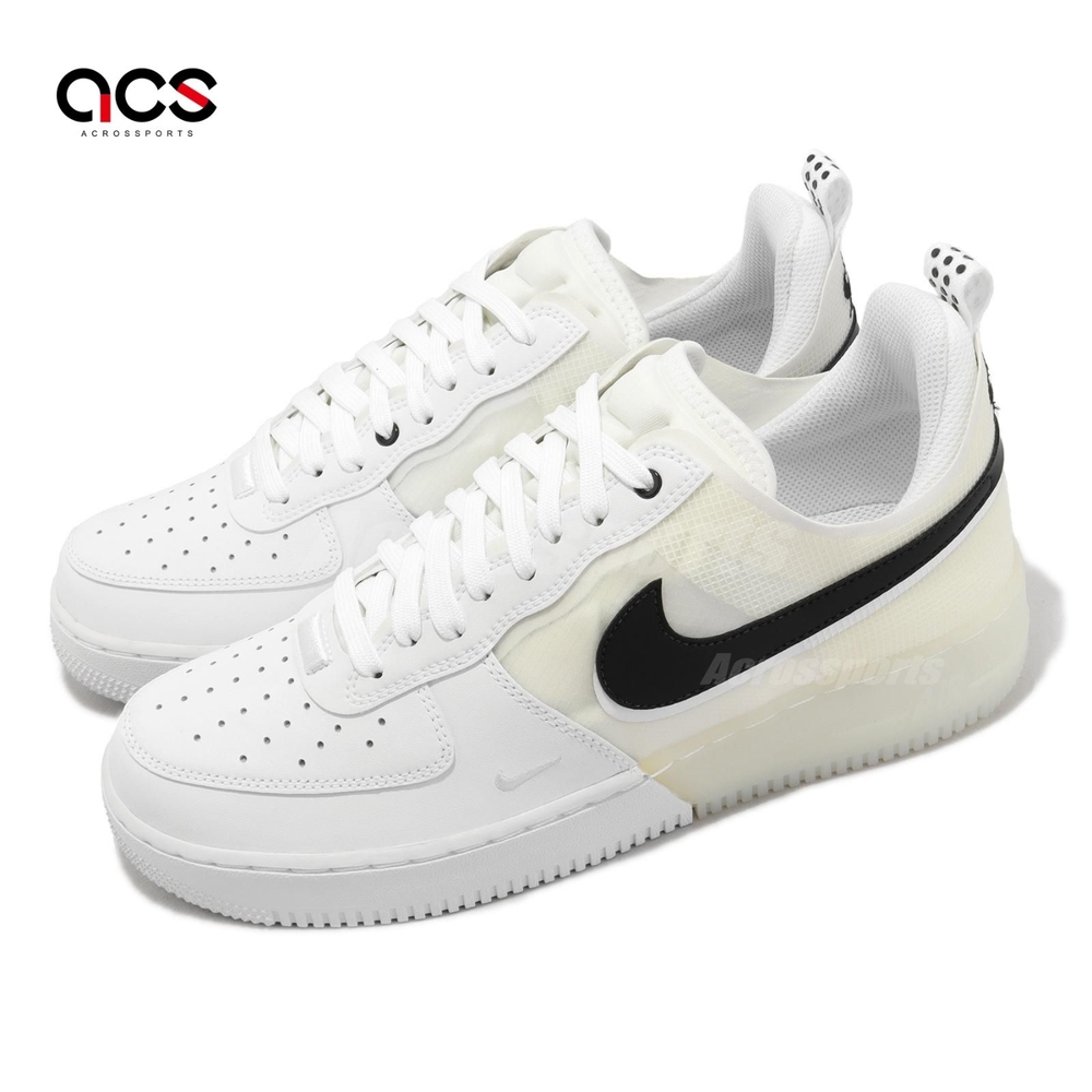 Nike 休閒鞋Air Force 1 React 男鞋白黑皮革AF1 半透明拼接