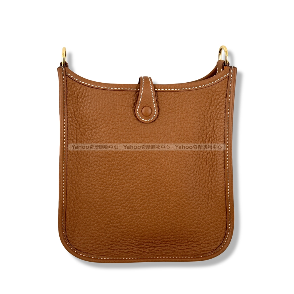 HERMES mini Evelyne 16cm TPM 斜背包(金棕Gold x 金釦x 背帶金棕Gold