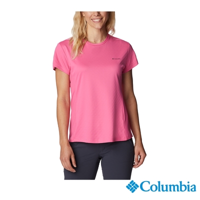 Columbia哥倫比亞 女款-UPF50酷涼快排短袖上衣-桃紅 UAR29570FC / S23