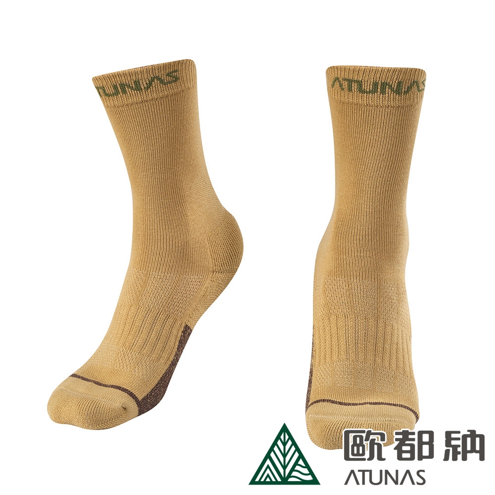 【ATUNAS 歐都納】中筒厚底羊毛襪A1ASEE03N拿鐵卡/吸濕排汗/抑菌除臭/保暖舒適/登山運動襪