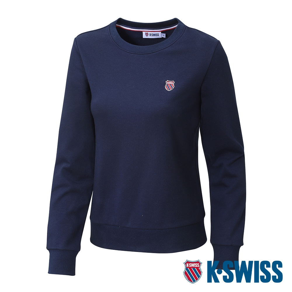 K-SWISS  Basic Sweatshirt圓領長袖上衣-女-藍