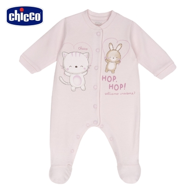 chicco-粉彩-印圖前開兔裝-貓咪