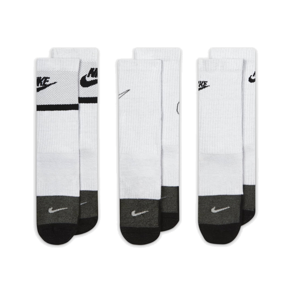 Nike 襪子 Everyday Plus Socks 大童襪 女款 黑 白 長襪 休閒 基本款 三雙入 DA2401-905