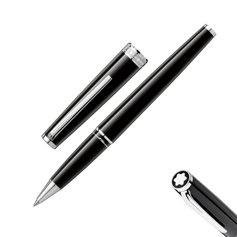 MONTBLANC 萬寶龍 PIX 鉑金白夾鋼珠筆-黑色