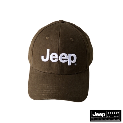 JEEP 經典品牌LOGO刺繡棒球帽-橄欖綠