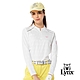 【Lynx Golf】女款吸濕排汗千鳥紋緹花布料LOGO針織帶剪裁設計長袖立領POLO衫/高爾夫球衫-白色 product thumbnail 2