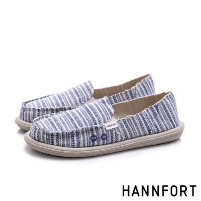 HANNFORT COZY 條紋舒適懶人鞋-女-藍
