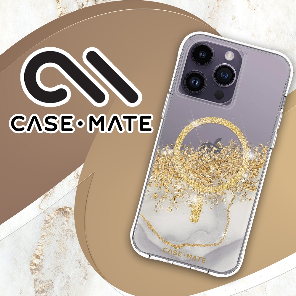 美國 CASE·MATE iPhone 14 Pro Max Karat Marble 鎏金石紋環保抗菌防摔保護殼MagSafe版