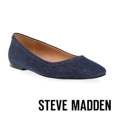 STEVE MADDEN-IRYNA 皮革平底娃娃鞋-牛仔藍