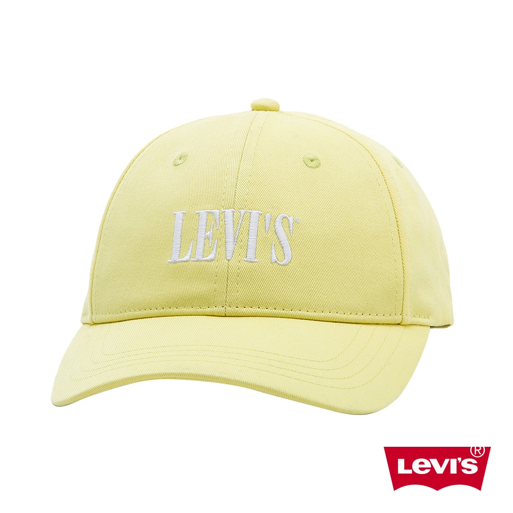 Levis 男女同款 可調式排釦棒球帽 刺繡Serif Logo 奶油黃
