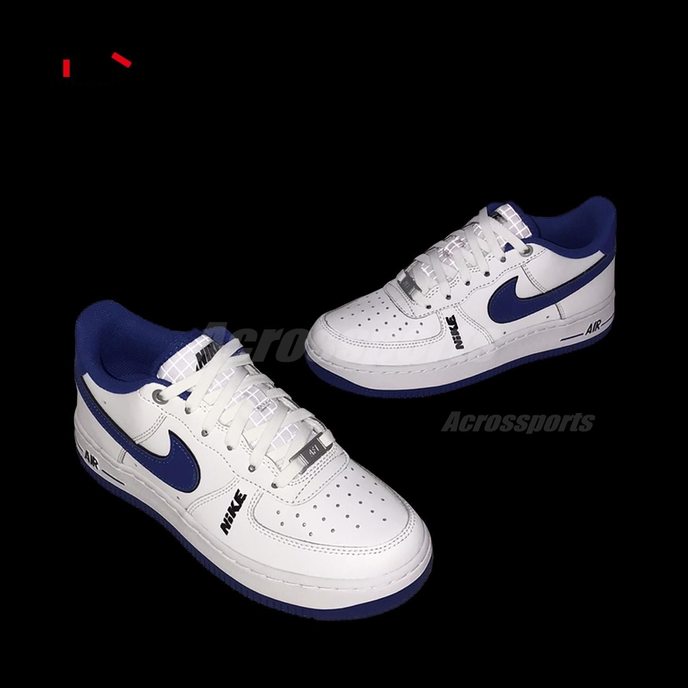 Nike 休閒鞋Air Force 1 LV8 GS 女鞋經典AF1 皮革反光球鞋穿搭大童白藍