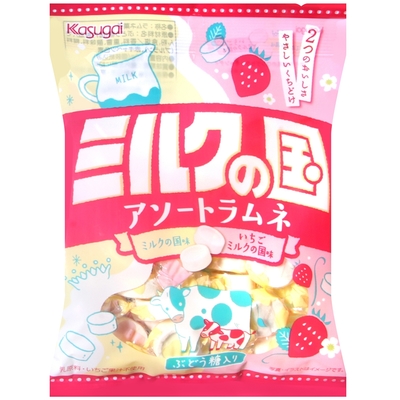 (即期良品)Kasugai 春日井 牛奶之國汽水糖[牛奶風味&草莓風味] 46g