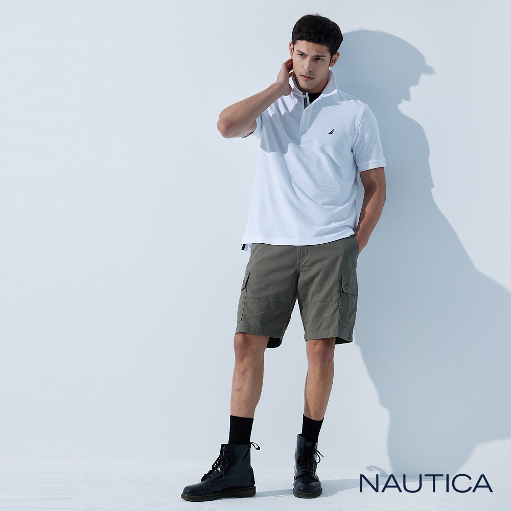 NAUTICA男裝 經典素面休閒口袋短褲-綠色