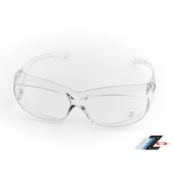 【Z-POLS】可包覆眼鏡於內設計 全透明PC安全鏡片 抗UV400防風沙粉塵眼鏡Y2