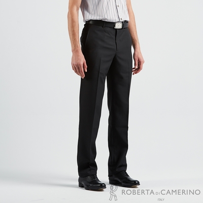 【ROBERTA諾貝達】 台灣製男裝 修身版型 光觸媒織品平口西裝褲 黑