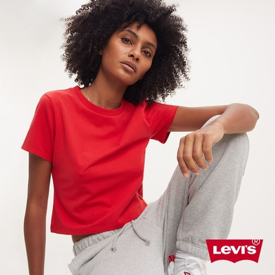 Levis Gold Tab金標系列 女款 短版彈力修身短袖T恤 硃砂紅