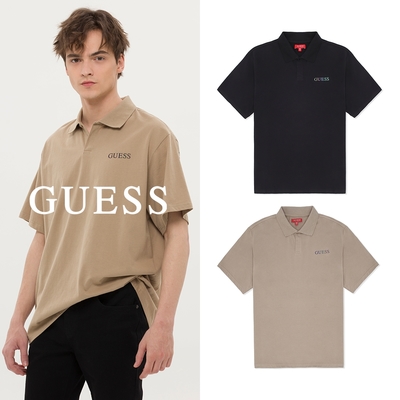 【GUESS】美式運動休閒LOGO字標 POLO衫-兩色可選