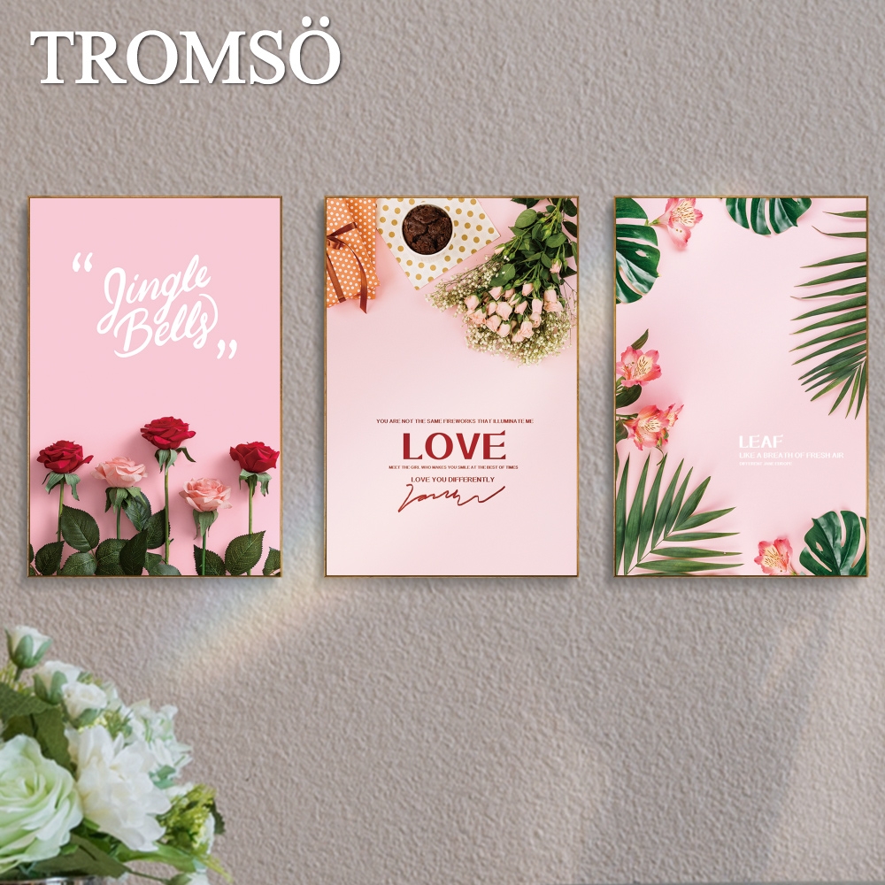TROMSO北歐生活版畫有框畫-粉紅米蘭WA190(三幅一組)