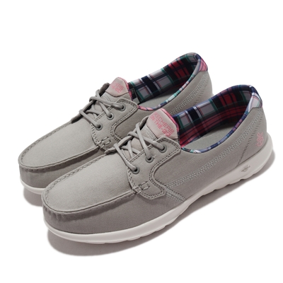 Skechers 休閒鞋 Go Walk Lite Sea Fun 女鞋 帆船鞋 鬆緊帶 套入 輕量 回彈 避震 灰 136062-GRY