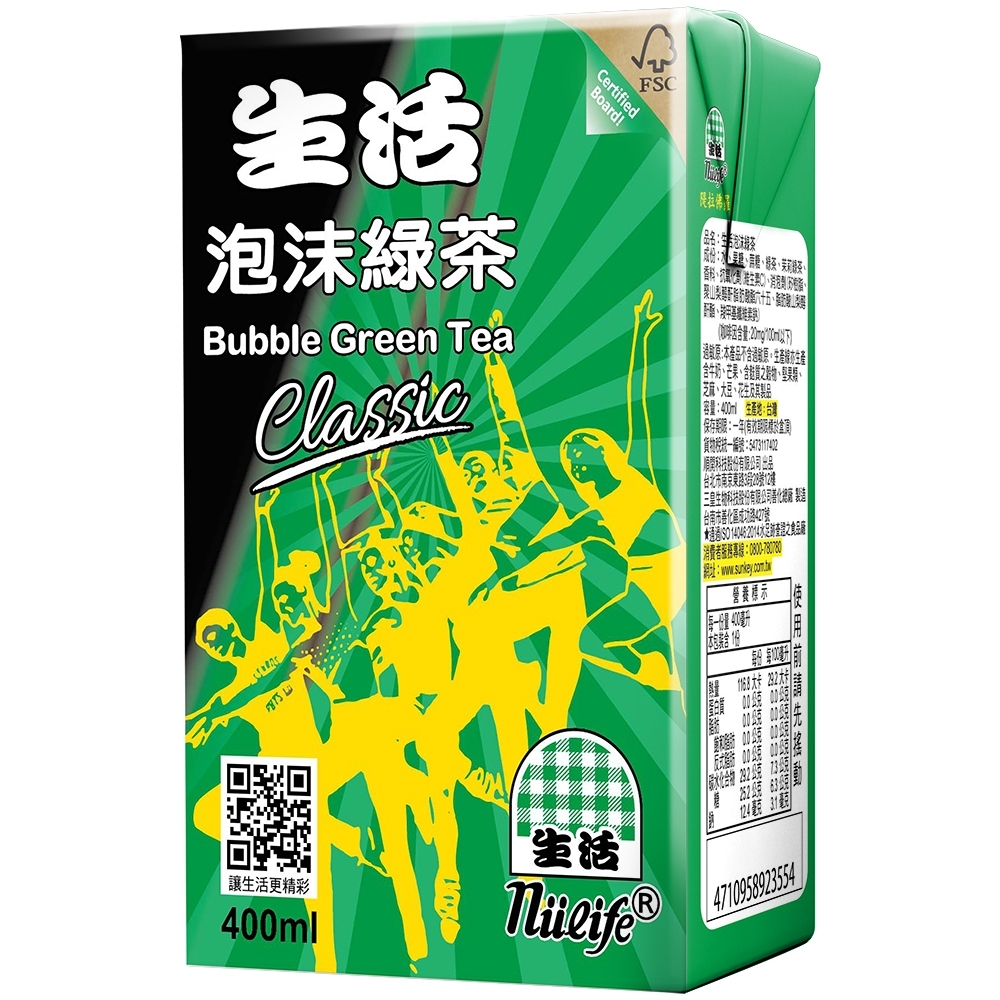 生活泡沫綠茶 400mlx6入 綠茶 烏龍茶 Yahoo奇摩購物中心