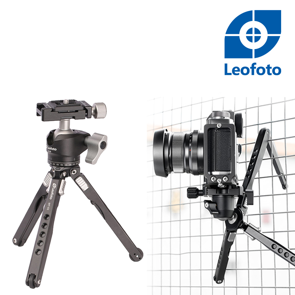 Leofoto 徠圖 MT-03+LH-25鋁合金蜘蛛桌面迷你兩節三檔攝影三腳架(彩宣總代理)