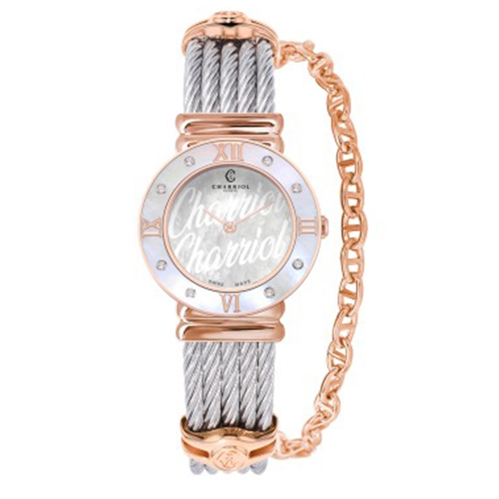 CHARRIOL夏利豪ST-TROPEZ 經典鎖鍊腕錶(028PD1.540.570)x珍珠貝x25mm