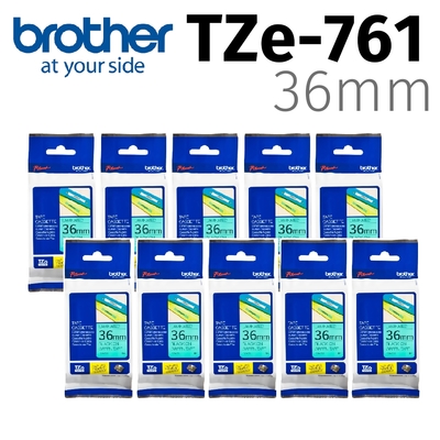 【10入組】brother 原廠護貝標籤帶 TZe-761 (綠底黑字 36mm)