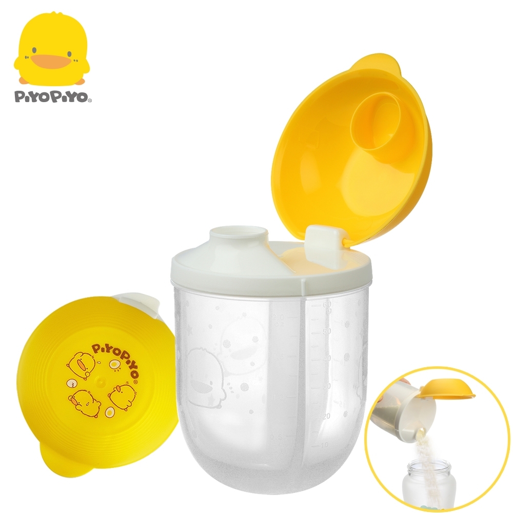 【任選】黃色小鴨《PiyoPiyo》便攜式旋轉三格奶粉罐