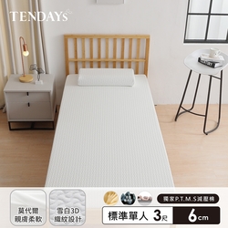 【TENDAYS】舒眠柔睡紓壓床墊3尺標準單人(6cm厚 記憶棉層+高Q彈纖維層)-買床送枕