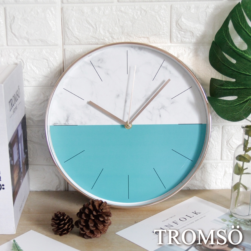 TROMSO 紐約時代玫瑰金靜音時鐘-大理石藍綠
