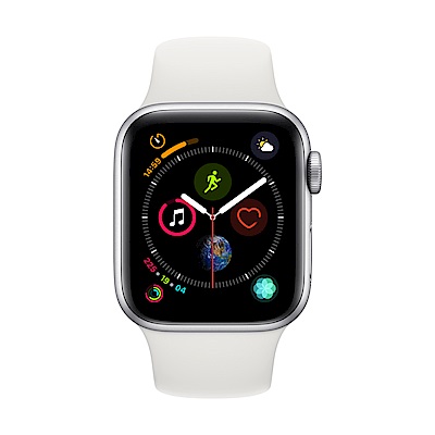 [無卡分期-12期] Apple Watch S4 +網路 40mm 銀色鋁錶殼搭白色錶帶