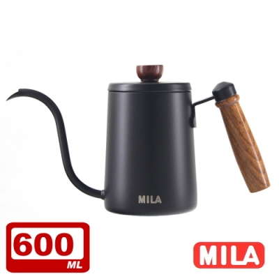 MILA 木柄鶴嘴不鏽鋼手沖壺600ml+Driver 兩用咖啡濾杯組