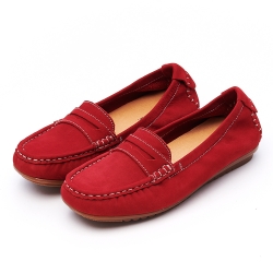 G.Ms. MIT系列-經典簡約縫線牛皮樂福休閒鞋-紅色