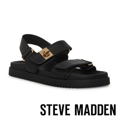 STEVE MADDEN-MONA 粗帶飾釦休閒涼鞋-黑色