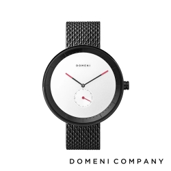 DOMENI COMPANY 經典系列 316L不鏽鋼小秒針錶 黑色錶帶 -白/40mm