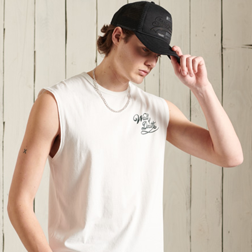 SUPERDRY 男裝 背心 BOHO CUT OFF 白