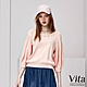 【Vita】花邊領皇冠亮鑽裝飾素色針織衫-粉桔 product thumbnail 1