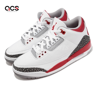 Nike Air Jordan 3 Retro 男鞋 白 紅 爆裂紋 Fire Red O