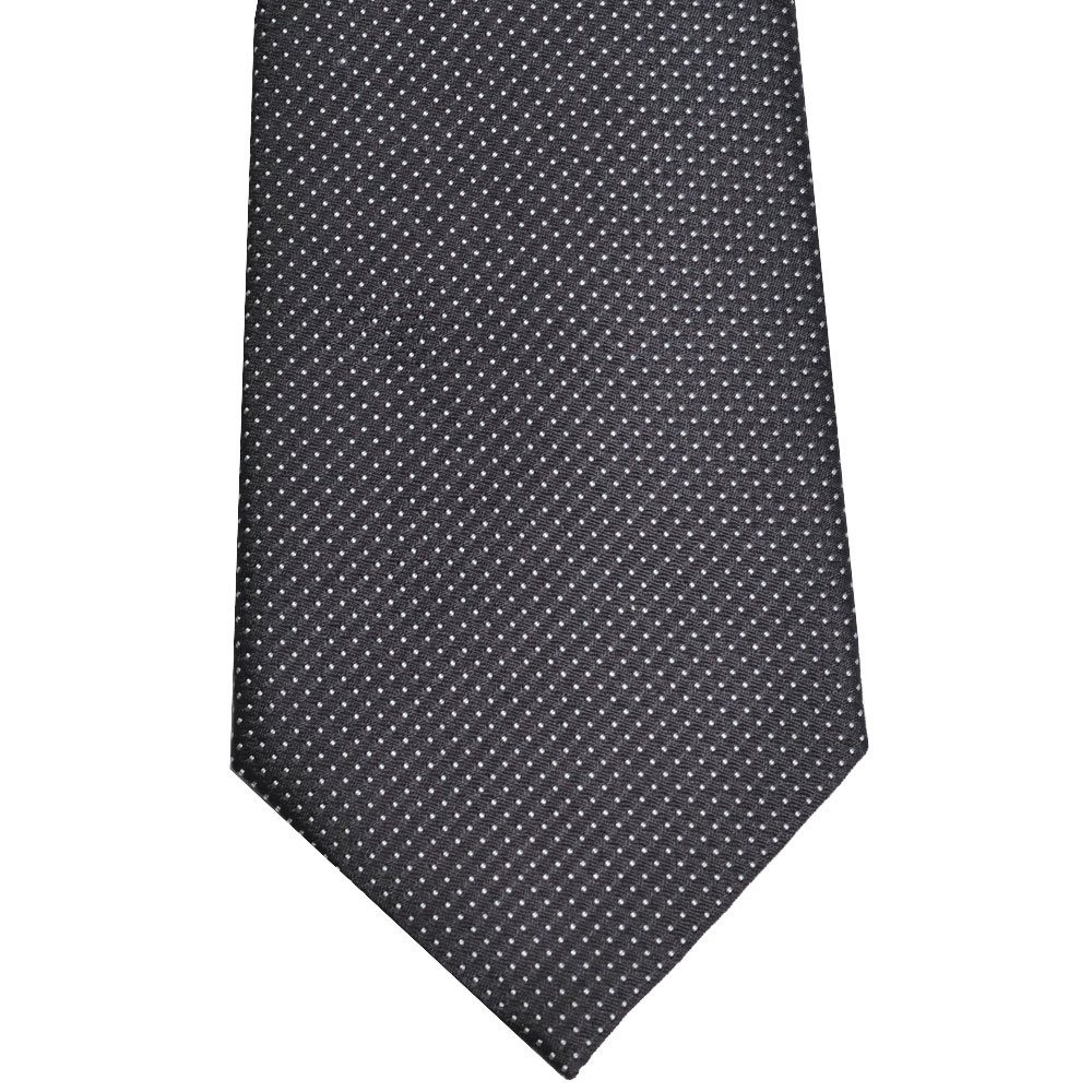 EMPORIO ARMANI 義大利製細點點圖騰簡約風格絲質窄版領帶(黑色系)