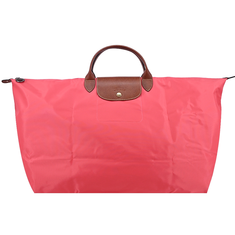 LONGCHAMP LE PLIAGE系列短把再生尼龍摺疊水餃旅行袋(中/石榴紅)LONGCHAMP