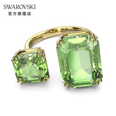 SWAROVSKI 施華洛世奇 Millenia 個性戒指, 八角形切割Swarovski 水晶, 綠色, 鍍金色色調