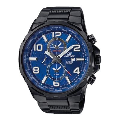 CASIO EDIFICE 環繞列國雙眼賽車錶-藍x黑-EFR-302BK-2AVUDF