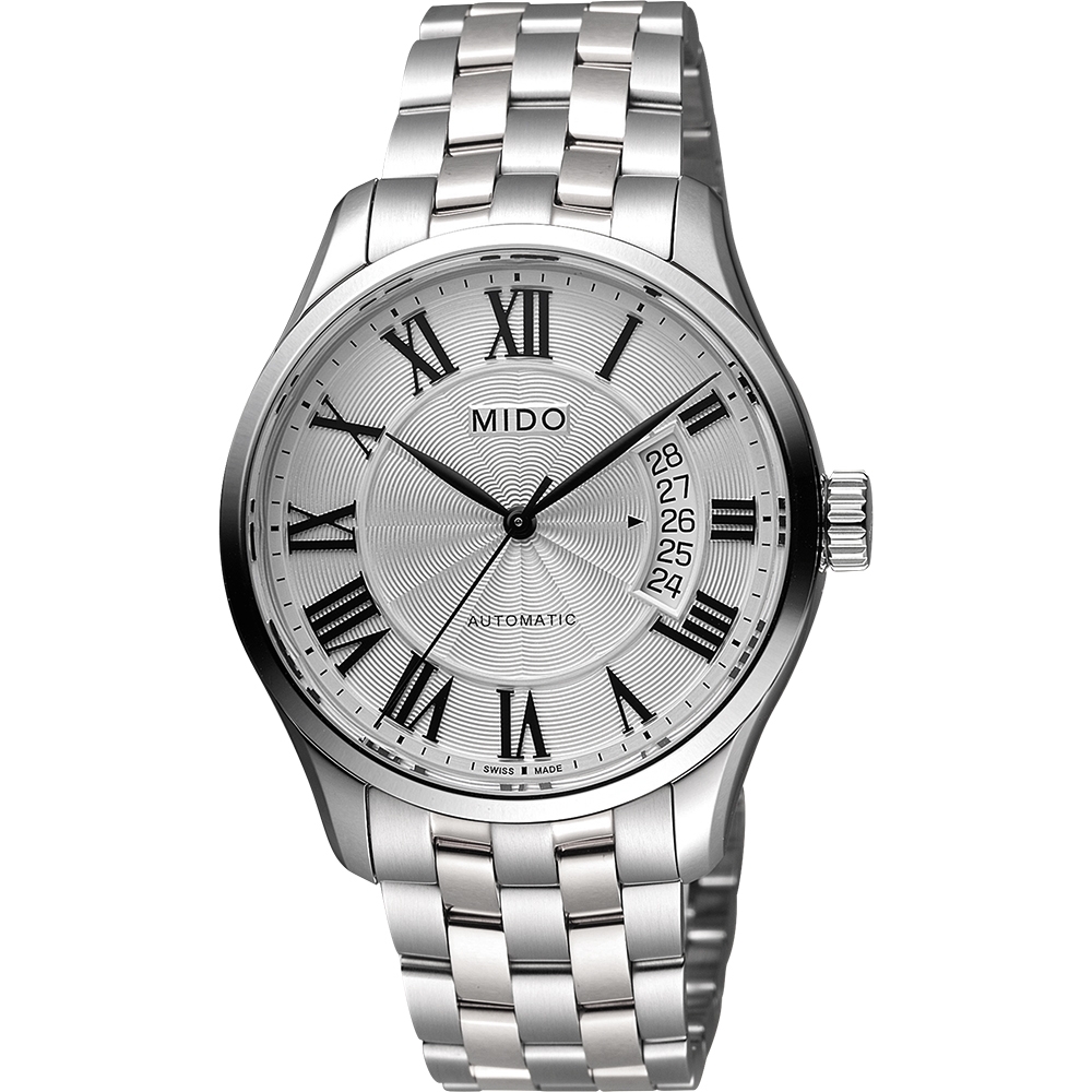 MIDO 美度 官方授權 Belluna II Gent 羅馬機械腕錶-銀/40mm M0244071103300
