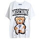 MOSCHINO COUTURE 別針彩色泰迪熊品牌字母LOGO圖騰棉質寬版T恤上衣(白底) product thumbnail 1